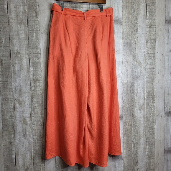 Banana Republic Meridian Linen Pant. Size 14 Petite. Coral Sunset - Picture 8 of 16